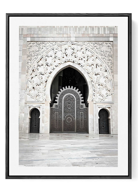 Modern Moroccan architecture wall decor featuring detailed Islamic geometric patterns.