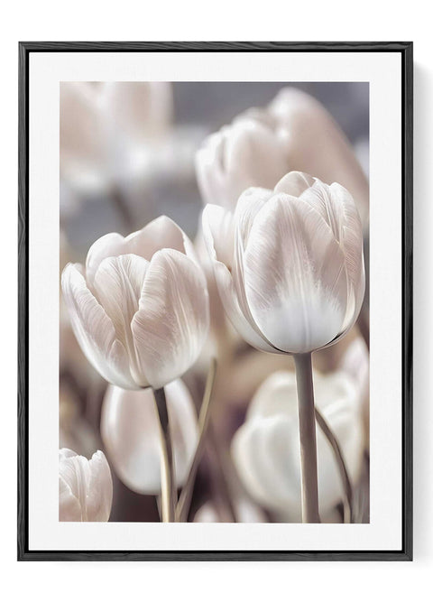 Modern Nordic floral wall decor featuring clean lines and soft white tones.
