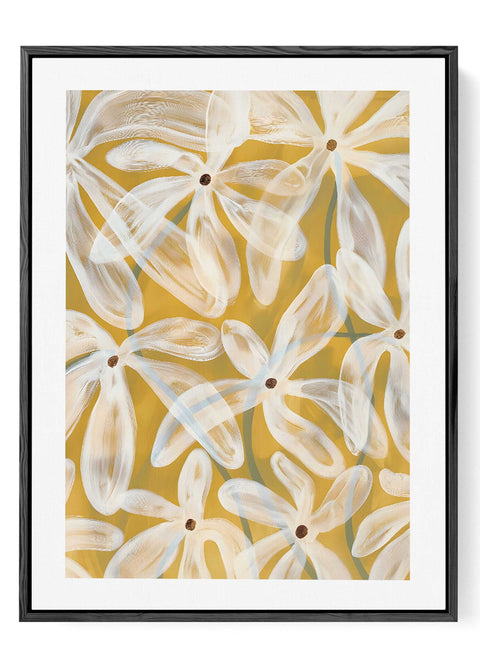 Modern Nordic floral wall decor featuring ethereal white flower silhouettes.