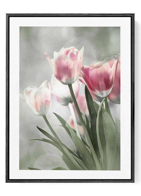Modern Nordic floral wall decor featuring gentle blush and cream blooms.