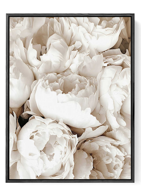 Modern Nordic floral wall decor featuring soft cream and white blossoms.
