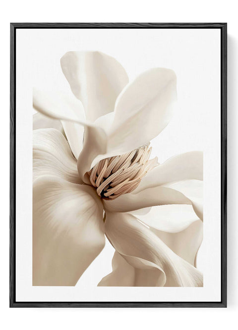 Modern Nordic floral wall decor featuring soft cream and white petals.