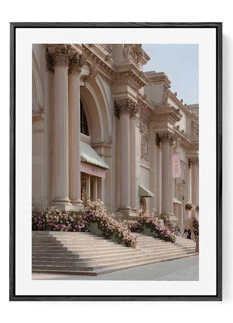 Modern architectural wall decor featuring white columns and arched windows.