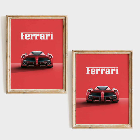 Modern automotive wall decor with clean Ferrari LaFerrari illustration