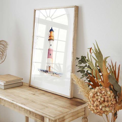 Modern beach art print lighthouse wall decor