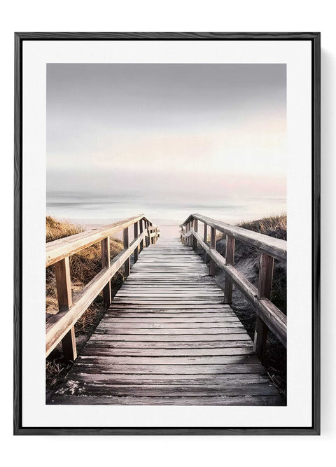 Modern coastal wall decor featuring a beach path and serene sea view.