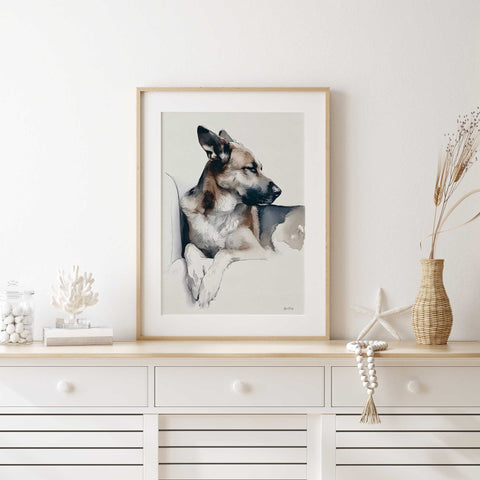 Modern dog portrait german shepherd art