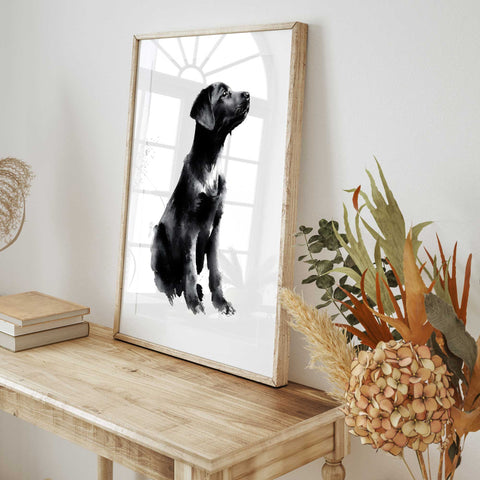 Modern dog portrait watercolor lab print