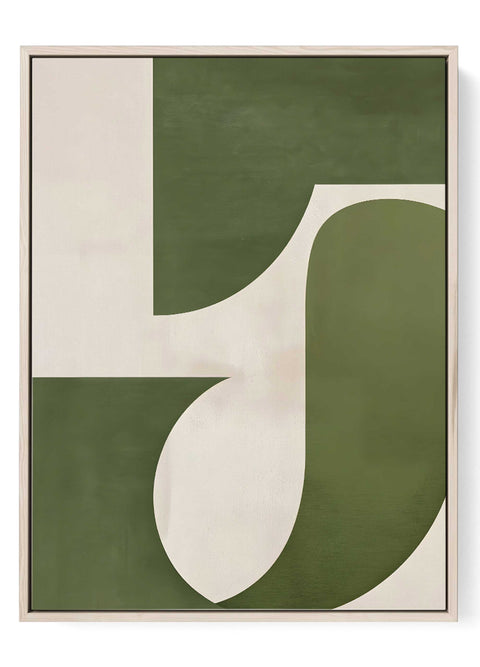 Modern green geometric wall art in olive tones