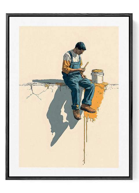 Modern painter wall art dripping yellow paint