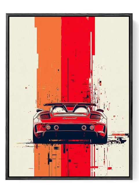Modern silver Porsche Carrera GT wall art with black stripes