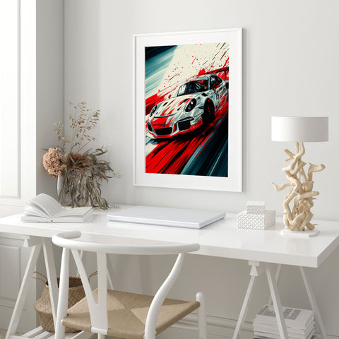 Modern supercar canvas print featuring red Porsche 911 GT3 RS