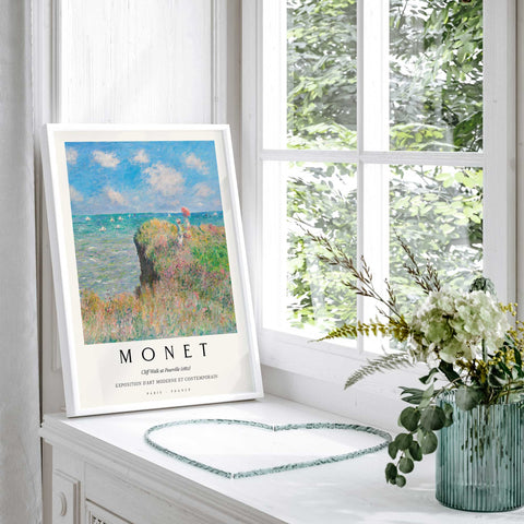 Monet seaside cliff painting wall decor