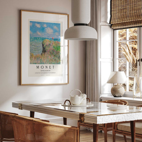 Monet wildflower cliff painting print