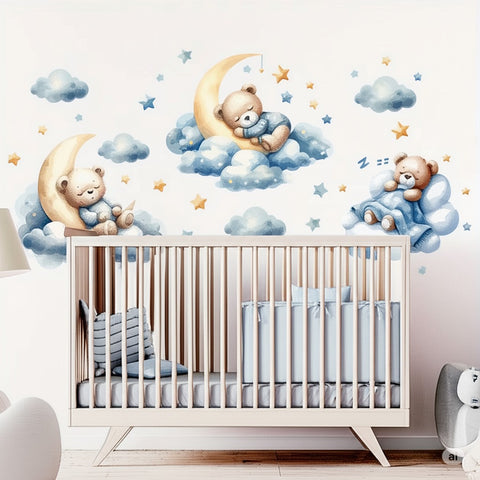 Moon and stars nursery stickers