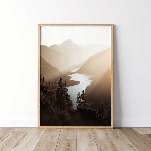 Golden Hour Lake Landscape - Serene Canvas Print for Home