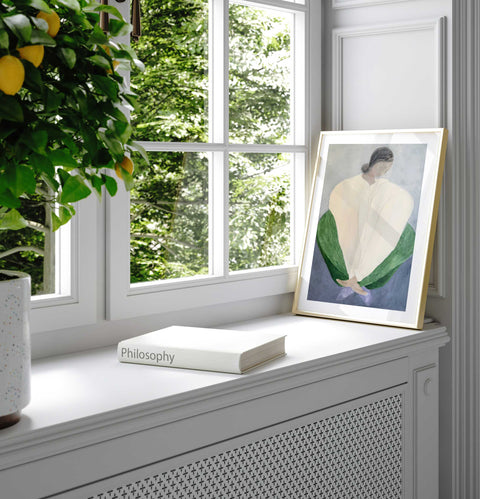 Muted emerald green and slate gray abstract portrait print from Lily and Emily Fine Art