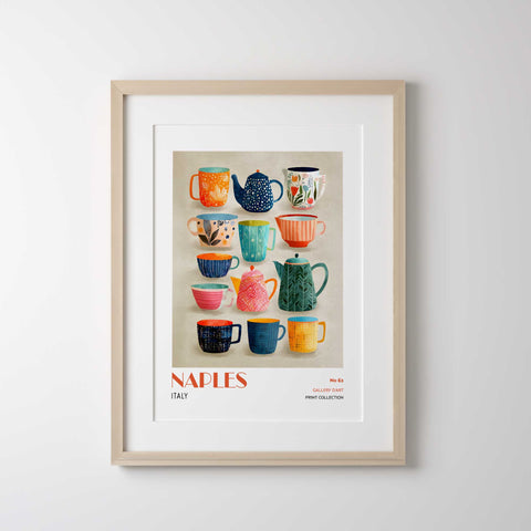 Naples tea set wall art vibrant home decor print