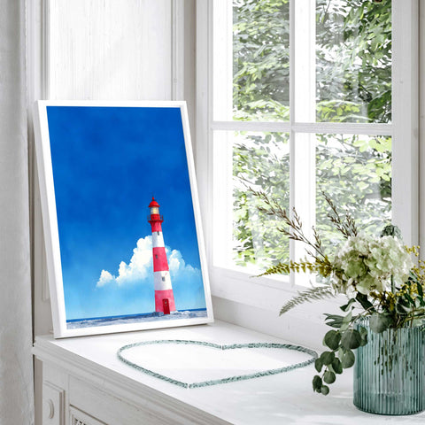 Nautical lighthouse wall decor print