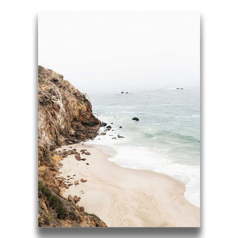Coastal Cliff Beach Wall Art Print - Ocean Rocks Sandy Shore - oakposter