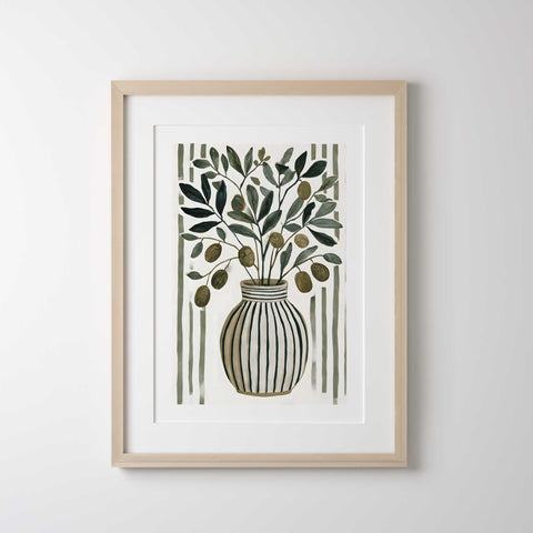 Neutral green botanical illustration