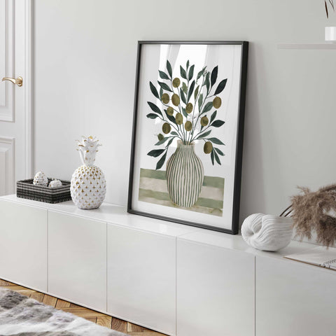 Neutral olive leaves wall decor