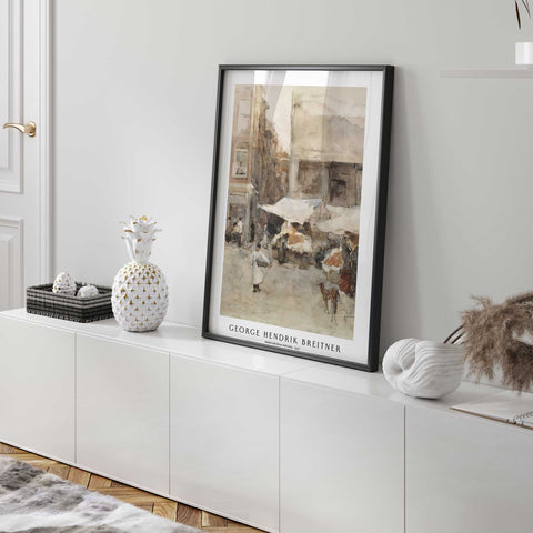 Neutral watercolor street scene