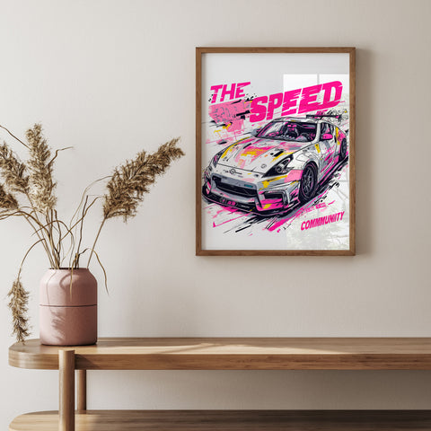 Nissan 370Z graffiti poster for gaming room and garage design