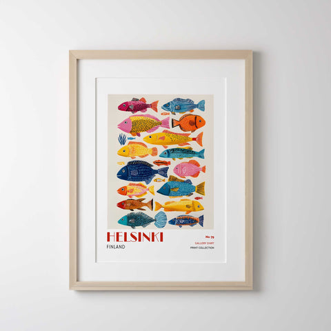 Nordic colorful fish wall print