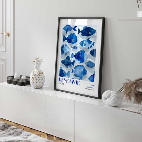 Nordic sea wall art Reykjavik ocean poster
