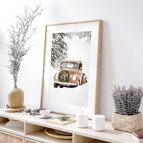 Antique Vehicle Winter Scene Poster – Yuletide Traditions