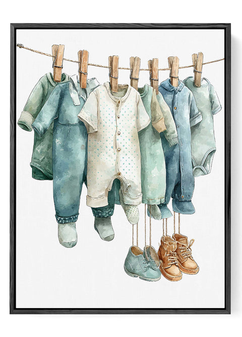 Nursery baby clothes watercolor illustration