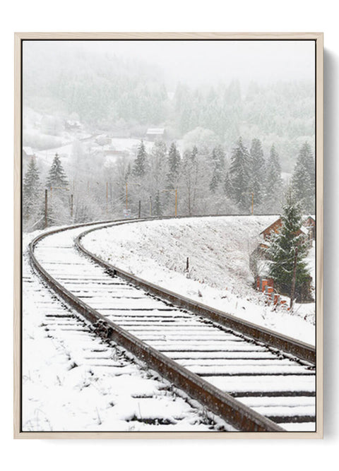 Christmas Snow Covered Railway Print by OakPoster