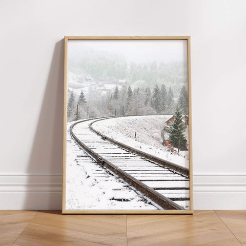 Snowy Railway Track - oakposter