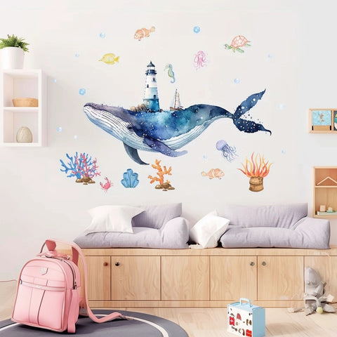 Ocean Whale Wall Decals for Nursery