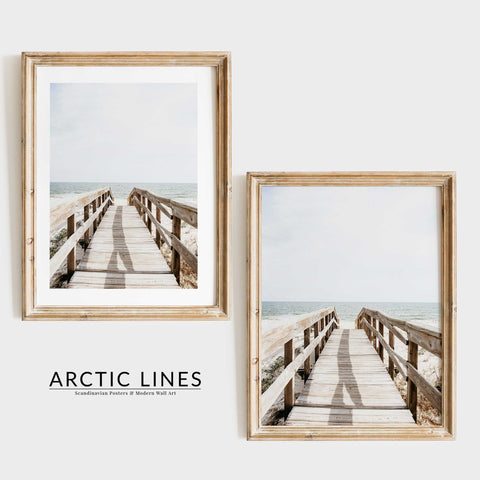 Ocean pier shadows coastal decor