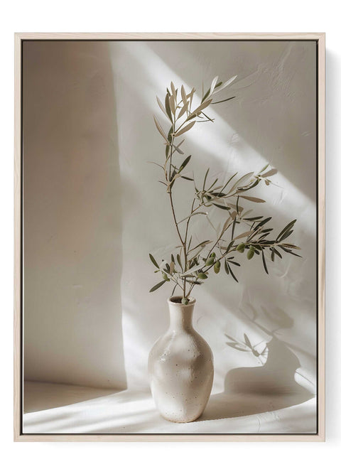 Olive branch in ceramic vase art print