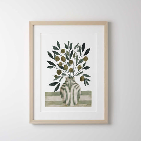 Olive branch still life poster