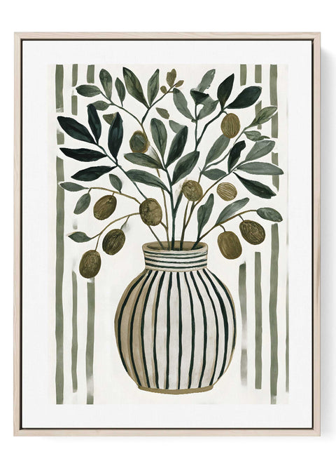 Olive tree in striped vase print