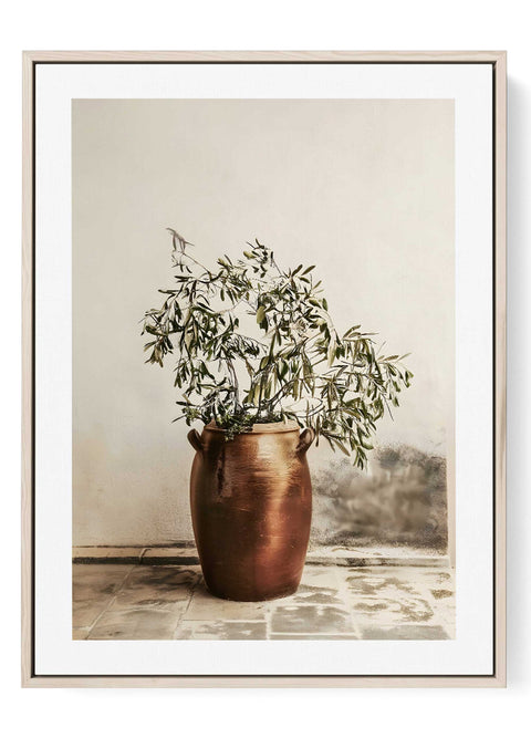 Olive Tree in Copper Pot Print – Mediterranean Botanical Wall Art - oakposter