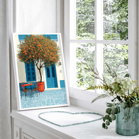 Orange tree poster Mediterranean home decoration