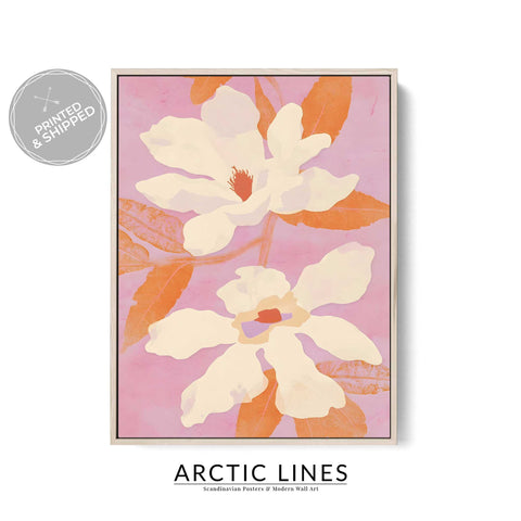 Organic magnolia bloom print in warm pastel tones