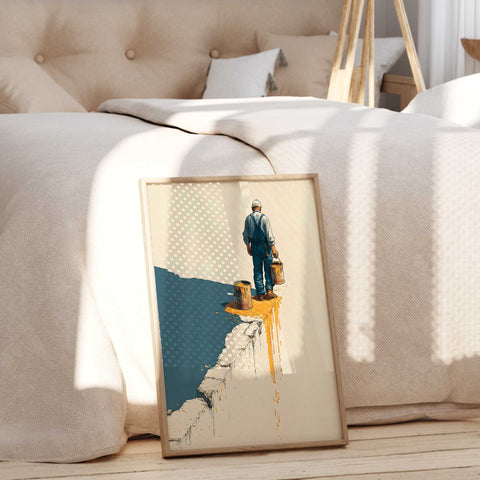 Painter dripping yellow paint  art