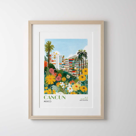 Palm trees and blooms in Cancun wall art