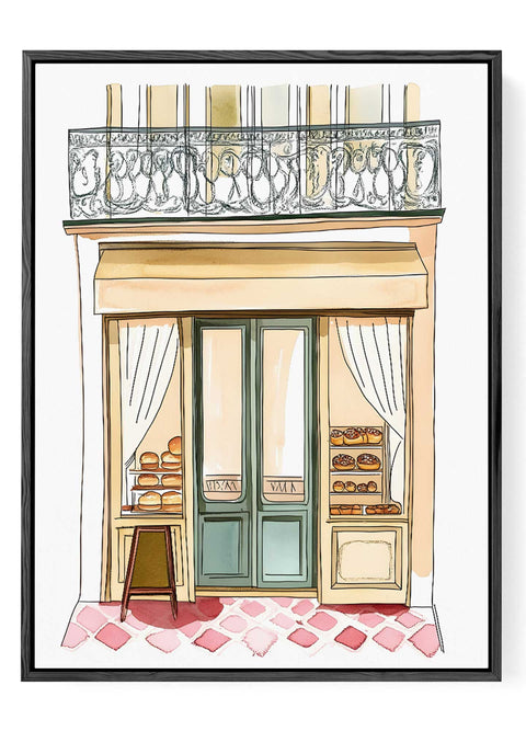 Paris Bakery Watercolor Art Print – French Café Wall Decor