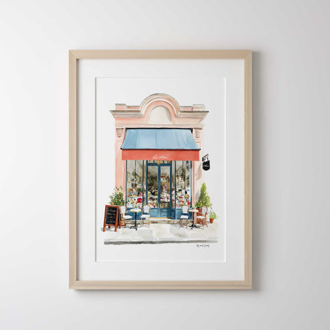Paris bakery storefront watercolor painting