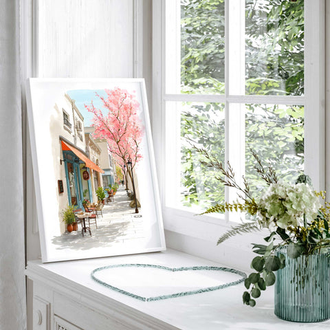 Paris café watercolor