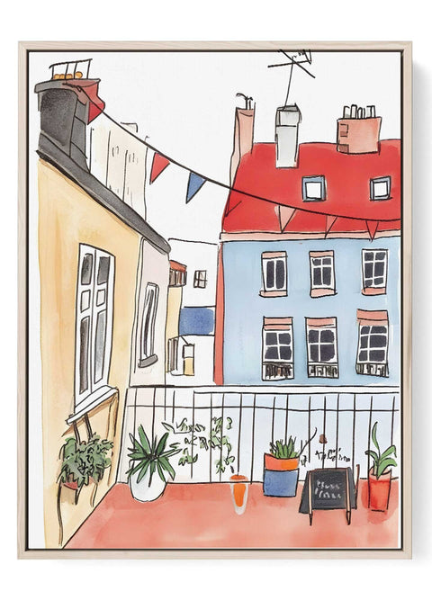 Paris rooftop watercolor scene

