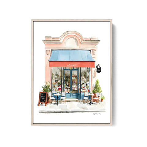 Paris street café watercolor illustration