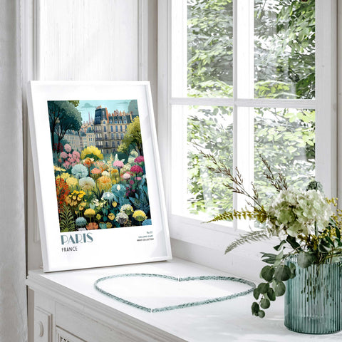 Paris wall art floral illustration